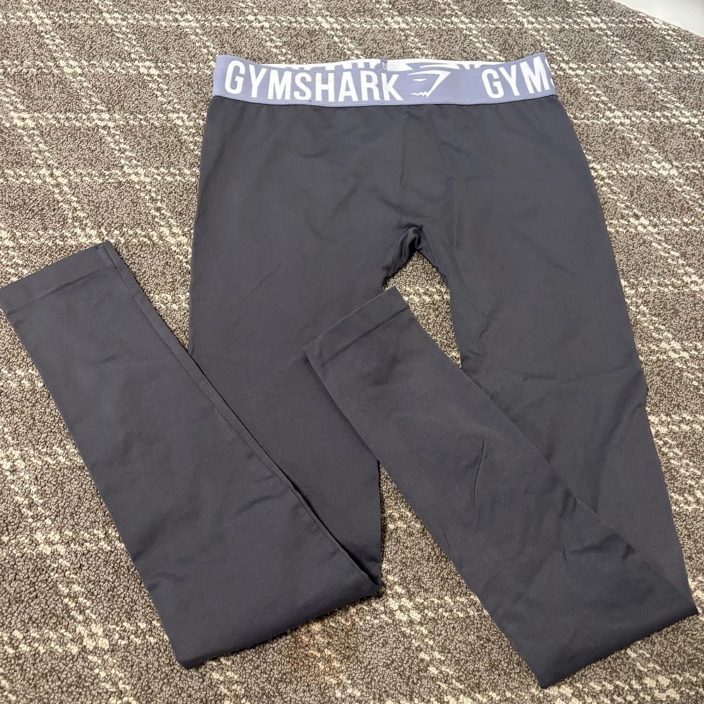 Gymshark Charcoal Leggings with Logo Waistband size small